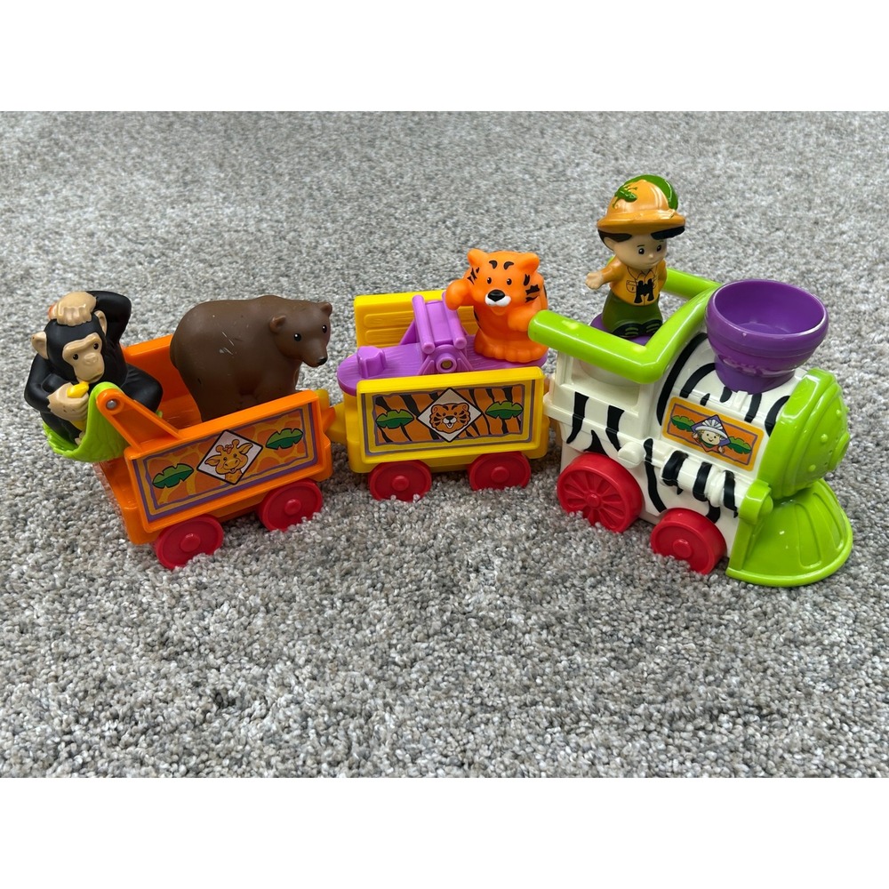 Fisher-Price Little People Zoo Train Zebra Engine Animal Cars B1833 Conductor